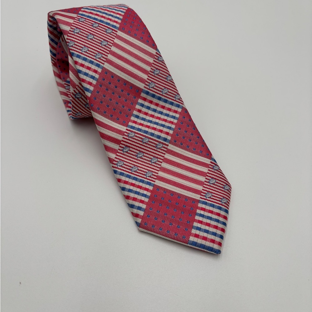 Southern Tide Red pink and‎ Blue Plaid Tie golf travel